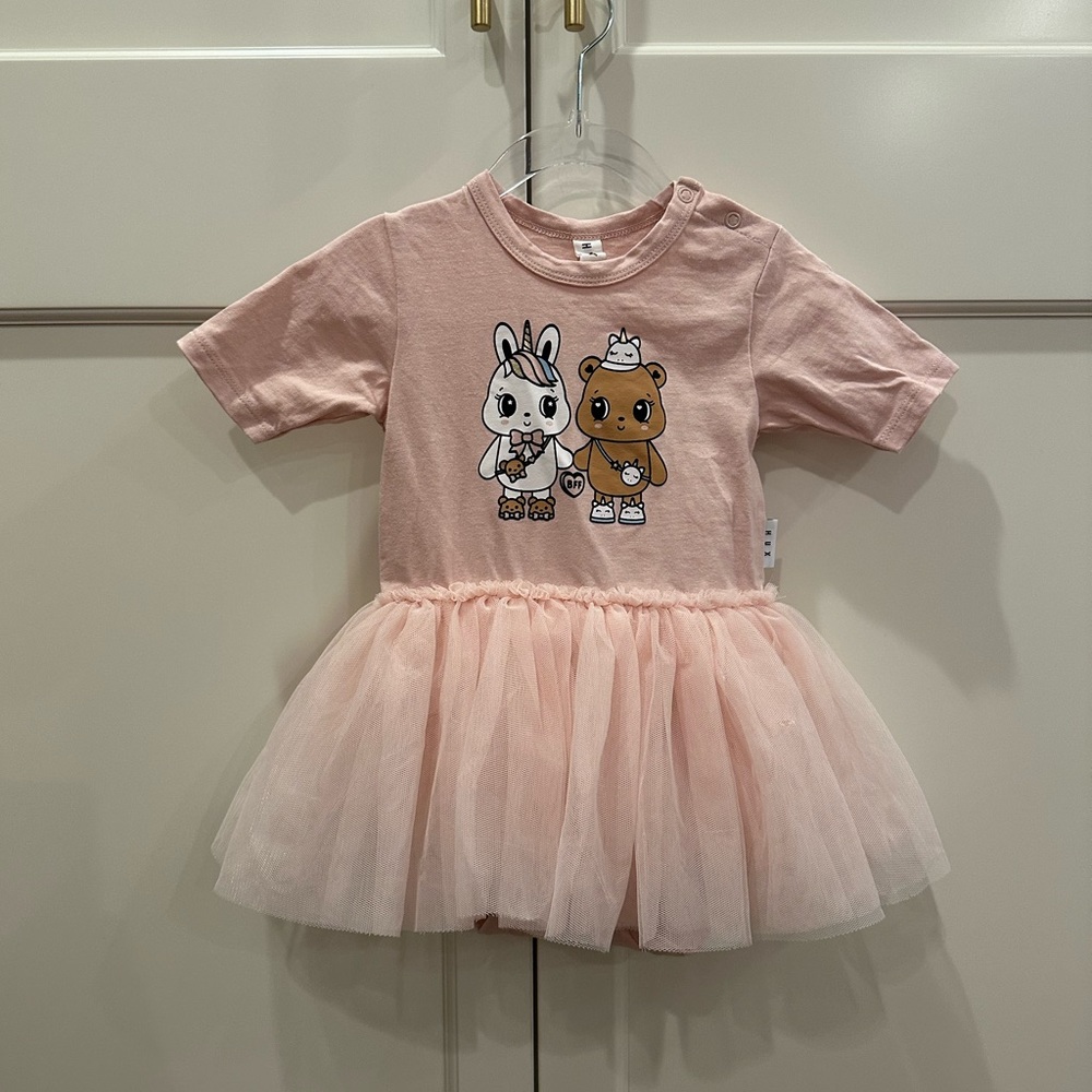 Huxbaby Pink Tulle Bunny & Bear Tutu Dress